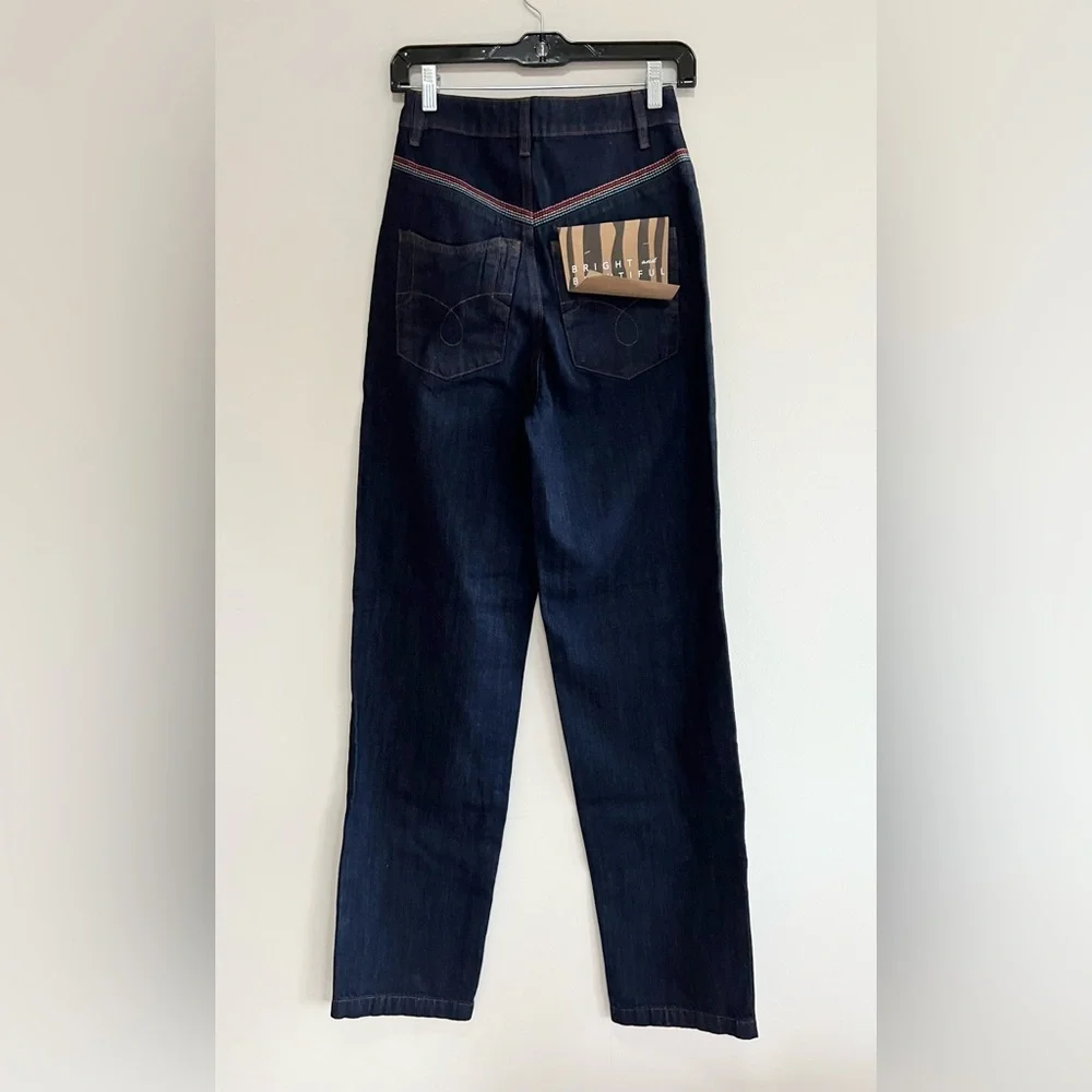 Bright & Beautiful NWT Bijou Rainbow Straight Leg Dark Wash Jeans, XXS/UK6 - Picture 4 of 13